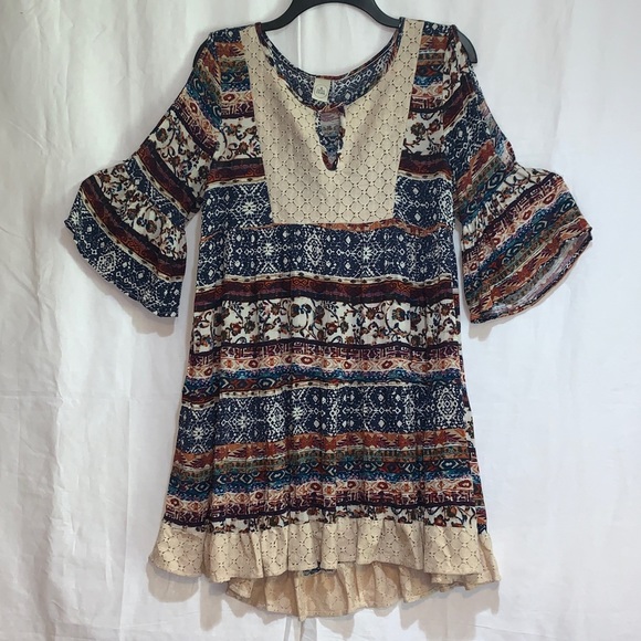 Paper Crane Dresses & Skirts - Sold Paper Crane Boho Cold Shoulder Dress